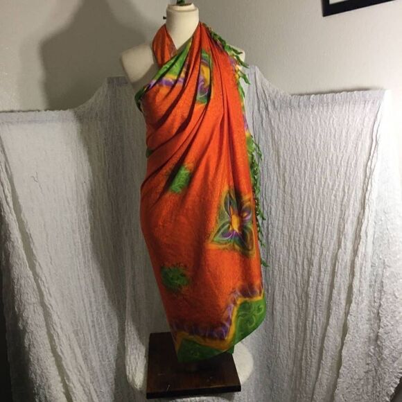 Angel Touch Aloha Flowers Swim Sarong - Picture 1 of 5